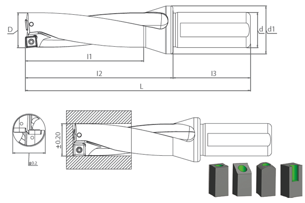 SDUM SOMX-09T306 D3 U-DRILL Delik Delme ve İşleme Takımı